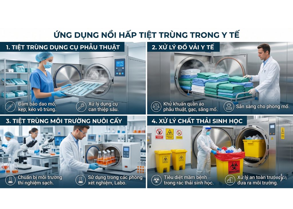 Ứng dụng nồi hấp tiệt trùng y tế